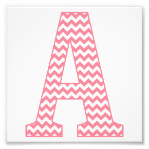 Classic Preppy Rosa Chevron Brev A Monogram Fototryck