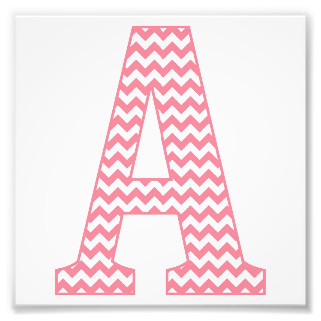 Classic Preppy Rosa Chevron Brev A Monogram Fototryck (Framsidan)