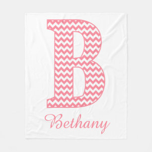 Classic Preppy Rosa Chevron Brev B Monogram Baby Fleecefilt