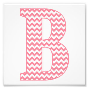 Classic Preppy Rosa Chevron Brev B Monogram Fototryck