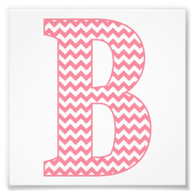 Classic Preppy Rosa Chevron Brev B Monogram Fototryck (Framsidan)