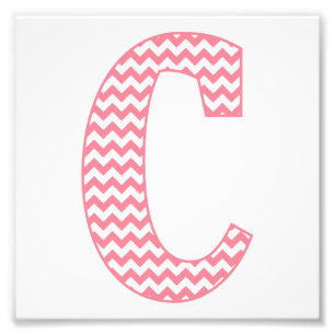 Classic Preppy Rosa Chevron Brev C Monogram Fototryck