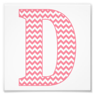 Classic Preppy Rosa Chevron Brev D Monogram Fototryck