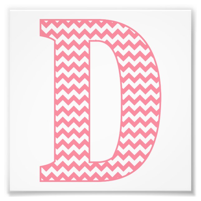 Classic Preppy Rosa Chevron Brev D Monogram Fototryck (Framsidan)