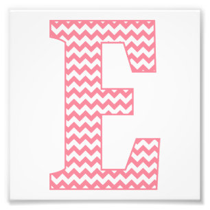 Classic Preppy Rosa Chevron Brev E Monogram Fototryck