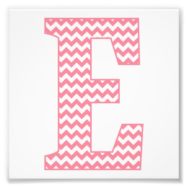 Classic Preppy Rosa Chevron Brev E Monogram Fototryck (Framsidan)