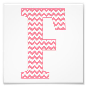 Classic Preppy Rosa Chevron Brev F Monogram Fototryck