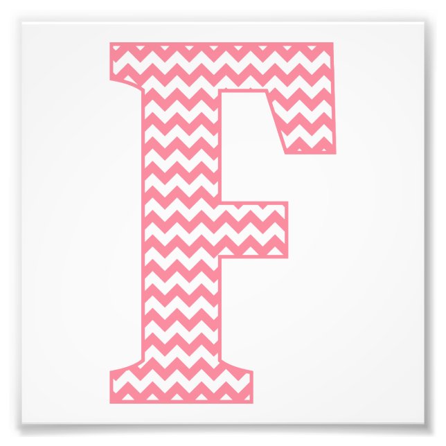 Classic Preppy Rosa Chevron Brev F Monogram Fototryck (Framsidan)