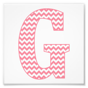 Classic Preppy Rosa Chevron Brev G Monogram Fototryck