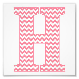 Classic Preppy Rosa Chevron Brev H Monogram Fototryck