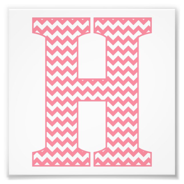 Classic Preppy Rosa Chevron Brev H Monogram Fototryck (Framsidan)