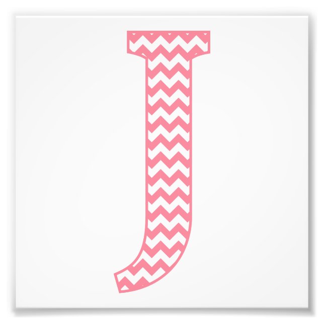 Classic Preppy Rosa Chevron Brev J Monogram Fototryck (Framsidan)