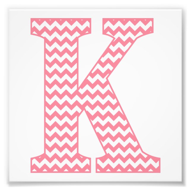 Classic Preppy Rosa Chevron Brev K Monogram Fototryck (Framsidan)