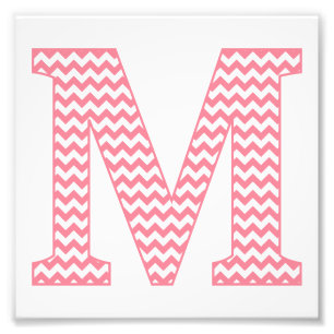 Classic Preppy Rosa Chevron Brev M Monogram Fototryck
