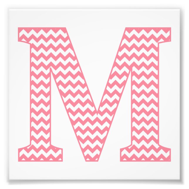 Classic Preppy Rosa Chevron Brev M Monogram Fototryck (Framsidan)