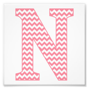 Classic Preppy Rosa Chevron Brev N Monogram Fototryck