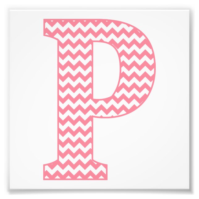 Classic Preppy Rosa Chevron Brev P Monogram Fototryck (Framsidan)