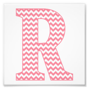 Classic Preppy Rosa Chevron Brev R Monogram Fototryck