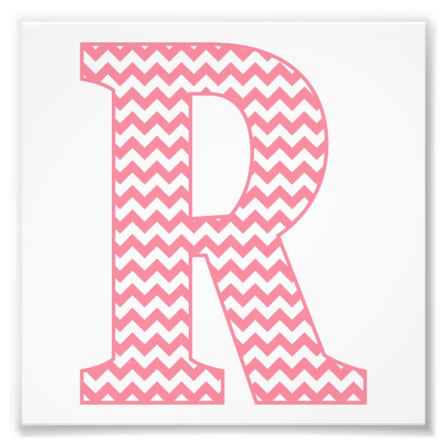 Classic Preppy Rosa Chevron Brev R Monogram Fototryck (Framsidan)