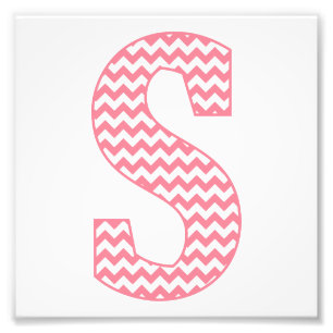 Classic Preppy Rosa Chevron Brev S Monogram Fototryck