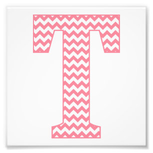 Classic Preppy Rosa Chevron Brev T Monogram Fototryck