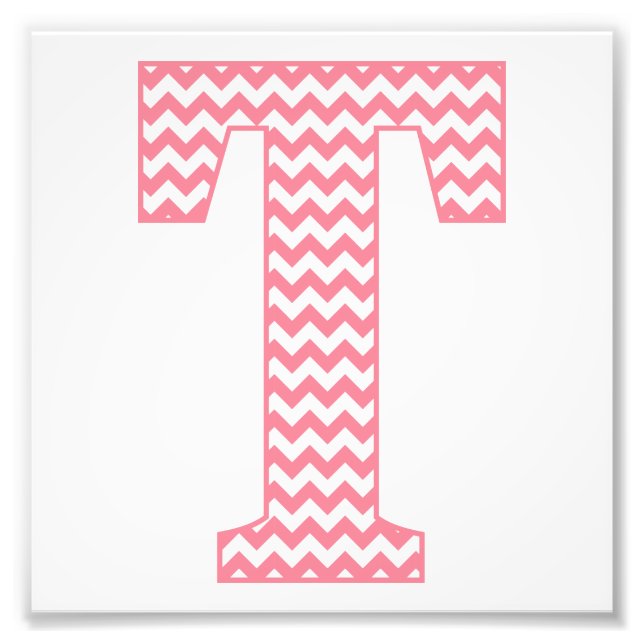 Classic Preppy Rosa Chevron Brev T Monogram Fototryck (Framsidan)
