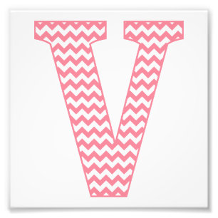 Classic Preppy Rosa Chevron Brev V Monogram Fototryck