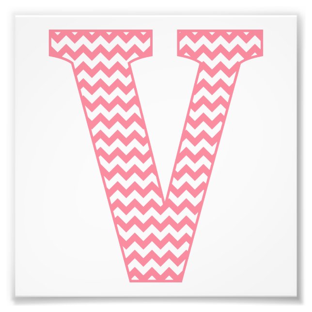 Classic Preppy Rosa Chevron Brev V Monogram Fototryck (Framsidan)