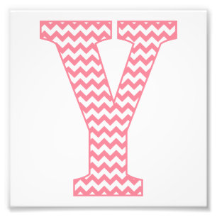 Classic Preppy Rosa Chevron Brev Y Monogram Fototryck