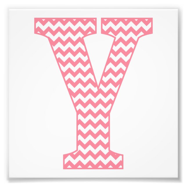 Classic Preppy Rosa Chevron Brev Y Monogram Fototryck (Framsidan)