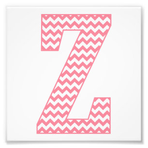 Classic Preppy Rosa Chevron Brev Z Monogram Fototryck