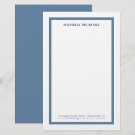 Classic Professional Dusty Blue Border Stationery Brevpapper
