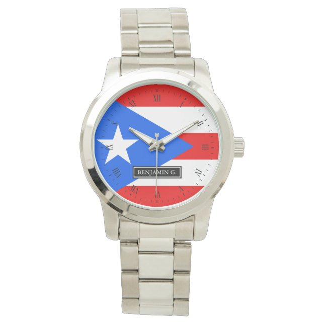 Classic Puerto Rican Flagga Armbandsur (Framsida)