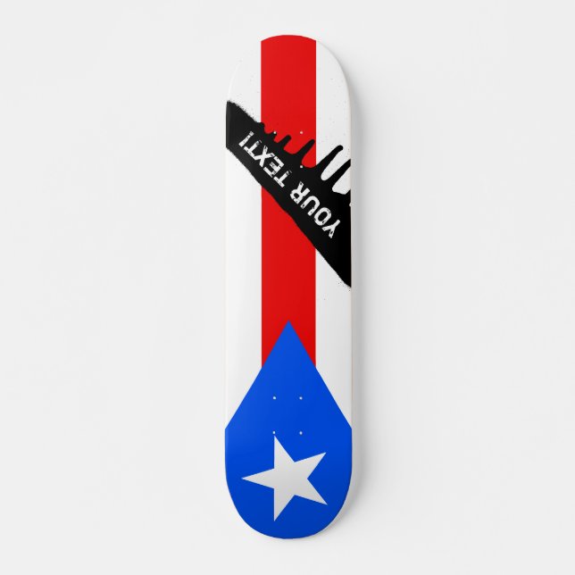 Classic Puerto Rican Flagga Skateboard Bräda 20,5 Cm (Framsida)