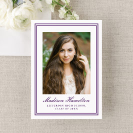 Classic Purple Double Border Photo Graduation Meddelande