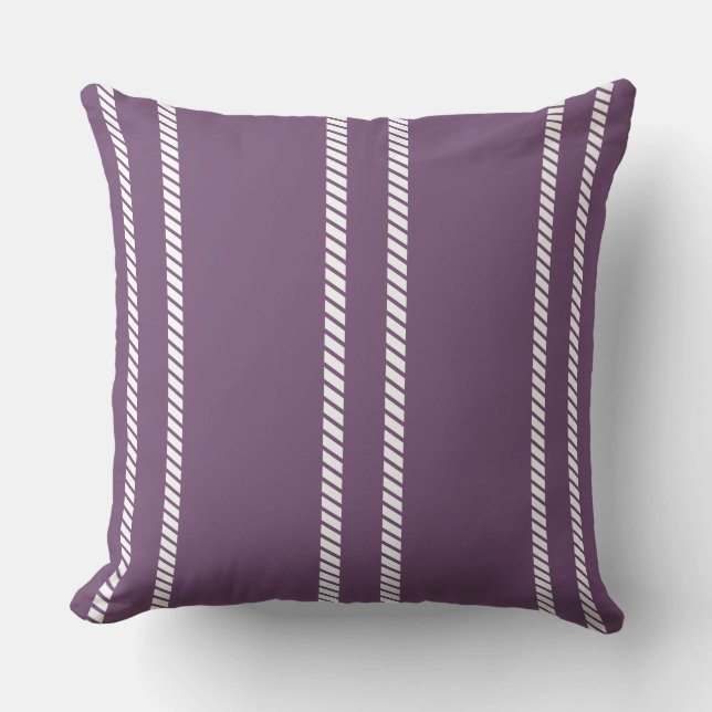 Classic Purple Plum with Stripes Throw Pillow Kudde (Framsida)