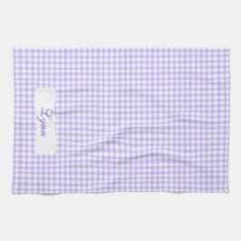 Classic Purple & White Gingham | Personalized Name Kökshandduk