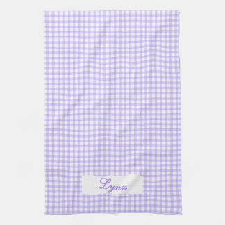 Classic Purple & White Gingham | Personalized Name Kökshandduk