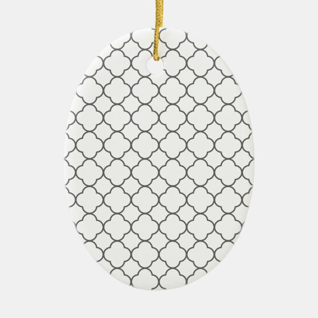 Classic Quatrefoil Mönster Julgransprydnad Keramik (Framsidan)