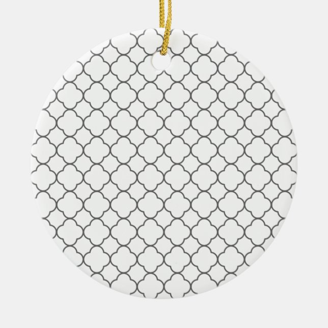 Classic Quatrefoil Mönster Julgransprydnad Keramik (Framsidan)