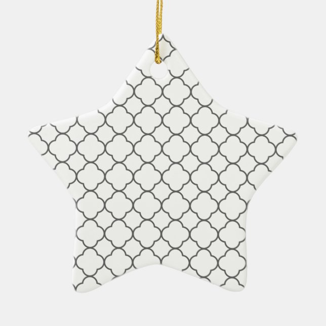Classic Quatrefoil Mönster Julgransprydnad Keramik (Framsidan)