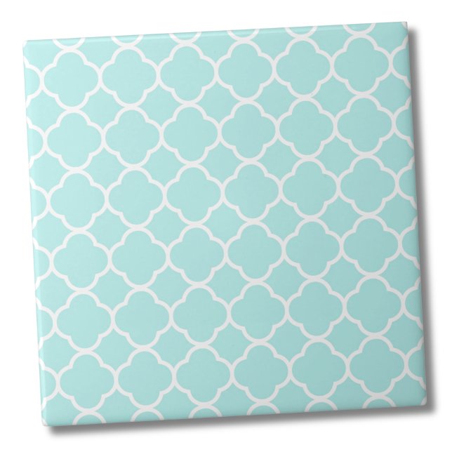 Classic Quatrefoil Moroccan Mönster Kakelplatta (Aqua Blue Moroccan Pattern Ceramic Tile)