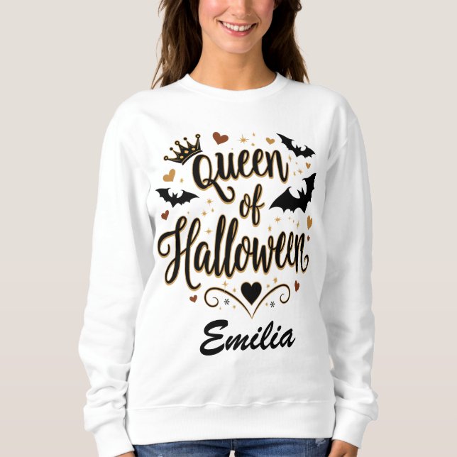 Classic Queen of Halloween Custom Name Shirt T (Framsida)