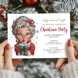 Classic Quirky Woman Comic Christmas Humor Style Inbjudningar