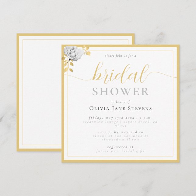 Classic Ram Black White Gilded Möhippa Inbjudningar (Fram/baksida)