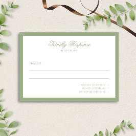 Classic Real Sage Green Border Script Wedding  OSA Kort