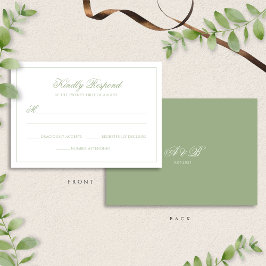 Classic Real Sage Green Monogram Script Wedding OSA Kort