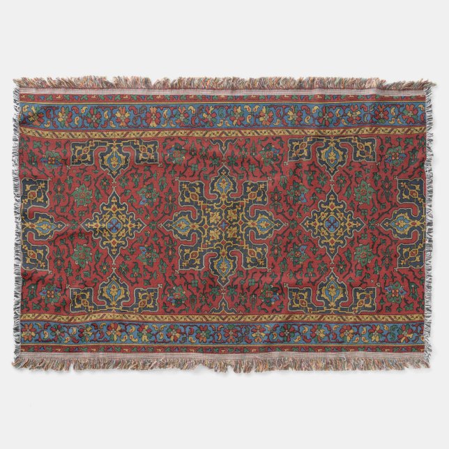 Classic Red and Blue,Persian Matta Carpet Mönster Filt (Framsidan)