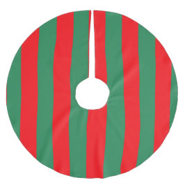 Classic Red and Green Christmas Stripes Julgransmatta Borstad Polyester