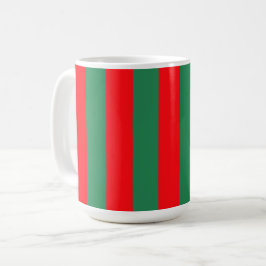 Classic Red and Green Christmas Stripes Kaffemugg